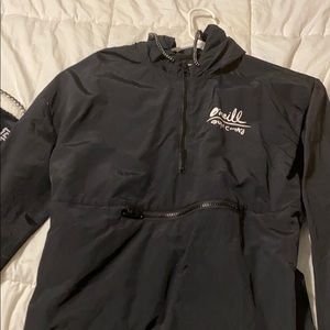 black windbreaker keeps you very warm